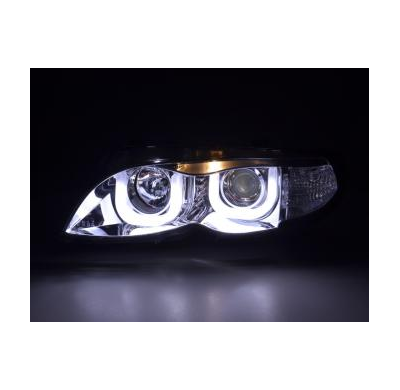 Faros delanteros Angel Eyes BMW serie 3 E46 sedan/Touring  02-05 cromado Fk automotive