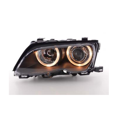 Faros Delanteros Angel Eyes Set  Bmw Serie 3 Sedan Modelo E46  01-03 Negro Fk Automotive