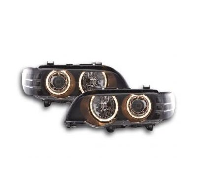 Faros Delanteros Angel Eyes Set  Bmw X5 E53  00-03, Negro Fk Automotive