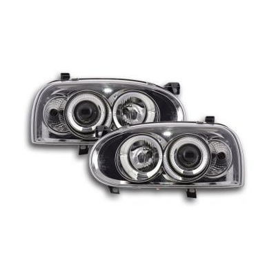 Faros Delanteros Set Angel Eyes Vw Golf 3 Modelo 1hxo 1 Exo  91-97 Cromado Fk Automotive
