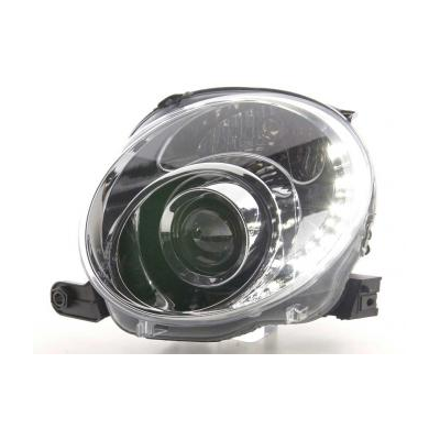 Faros Delanteros Luz Diurna Set Fiat 500  07- Cromado Fk Automotive