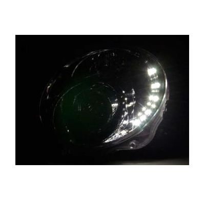 Faros Delanteros Luz Diurna Set Fiat 500  07- Cromado Fk Automotive