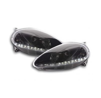 Faros Delanteros Luz Diurna Set Fiat Grande Punto Modelo 199  08- Negro Fk Automotive