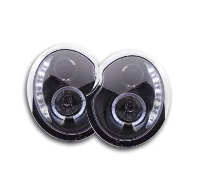 Faros Delanteros Luz Diurna Set Mini Cooper Modelo R50  01-06 Negro Fk Automotive