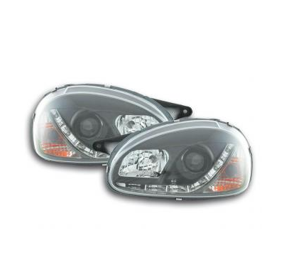 Faros Delanteros Luz Diurna Set Opel Corsa Modelo B  94-00 Negro Fk Automotive