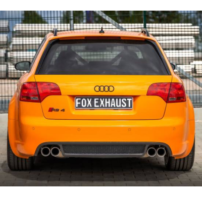 Sistema parcial del Audi RS4 B7 desde el catalizador, compuesto por el silenciador trasero. Fox exhaust