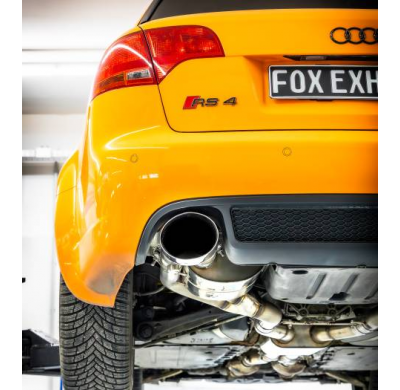 Sistema parcial del Audi RS4 B7 desde el catalizador, compuesto por el silenciador trasero. Fox exhaust