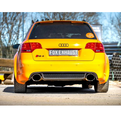 Sistema parcial del Audi RS4 B7 desde el catalizador, compuesto por el silenciador trasero. Fox exhaust