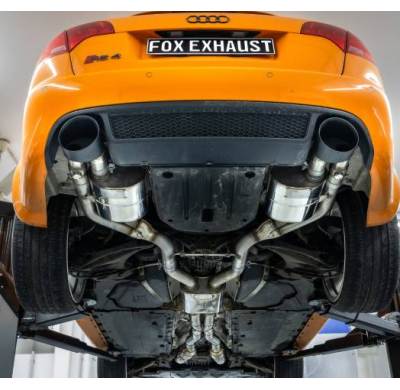 Sistema parcial del Audi RS4 B7 desde el catalizador, compuesto por el silenciador trasero. Fox exhaust