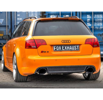 Sistema parcial del Audi RS4 B7 desde el catalizador, compuesto por el silenciador trasero. Fox exhaust