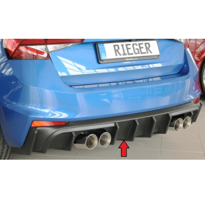 Skoda Fabia PJ - Añadido difusor trasero Rieger, ABS mate, para salidas de escape deportivas izquierda y derecha (4 x 90 mm de d
