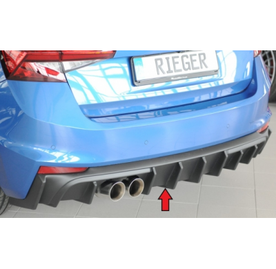 Skoda Fabia - Añadido difusor trasero Rieger, alfombrilla ABS. Para el lado izquierdo. Fox exhaust