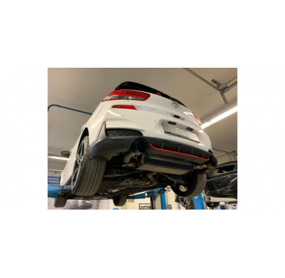 FOX Tubos de escape - 1x114 tipo 25 derecha / izquierda negro brillante Hyundai i30N Performance + Fastback Año: 2,0l 202kW