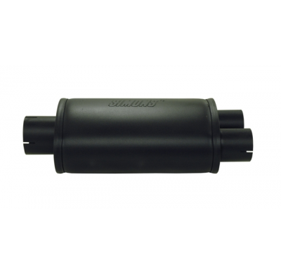 3 "Silenciador Universal" Splitt " Friedrich Longitud: 320 Mm / Diámetro: 220/140 Mm Ovalado / 1x Entrada 76 Mm - 2x Salida 63,5