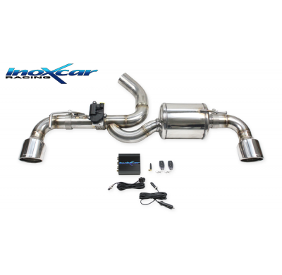 Escape trasero deportivo 1X100 RACING Salida Izq. + Dcha. + Válvula con kit de vacío con mando a distancia TOYOTA YARIS 1.6