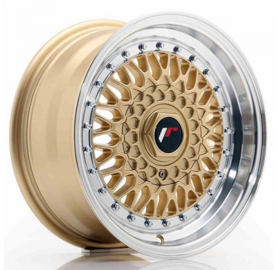 LLANTA JR Wheels JR9 15x7 ET20 4x100/108 Gold w/Machined Lip JAPAN RACING