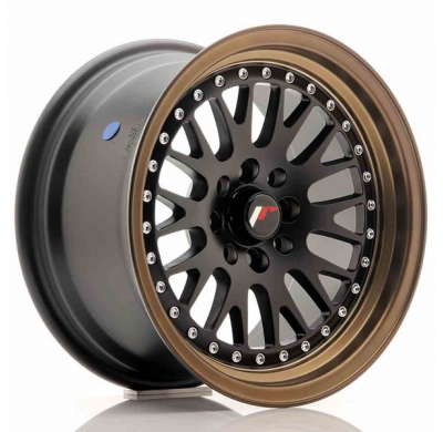LLANTA JR Wheels JR10 15x8 ET20 4x100/108 Matt Black w/Bronze Lip JAPAN RACING