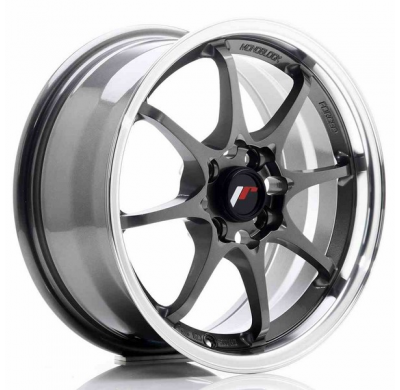 LLANTA JR Wheels JR5 15x7 ET35 4x100 Gun Metal w/Machined Lip JAPAN RACING