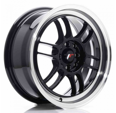 Llanta Jr Wheels Jr7 16x7 Et38 4x100/114 Gloss Black W/Machined Lip Japan Racing