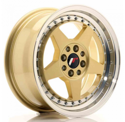 LLANTA JR Wheels JR6 16x7 ET35 4x100/114 Gold w/Machined Lip JAPAN RACING