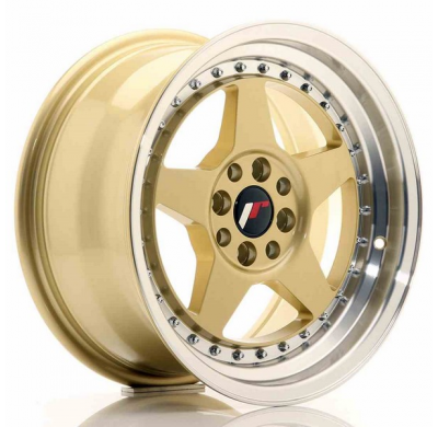 LLANTA JR Wheels JR6 16x8 ET30 4x100/114 Gold w/Machined Lip JAPAN RACING