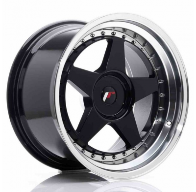 LLANTA JR Wheels JR6 18x10,5 ET0-25 BLANK Glossy Black w/Machined Lip JAPAN RACING