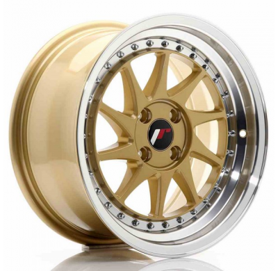 LLANTA JR Wheels JR26 16x8 ET30 4x100 Gold w/Machined Lip JAPAN RACING