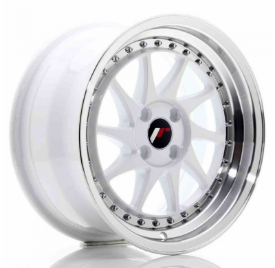 LLANTA JR Wheels JR26 16x8 ET30 4x100 White w/Machined Lip JAPAN RACING