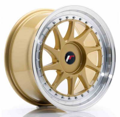 LLANTA JR Wheels JR26 17x8 ET20-35 BLANK Gold w/Machined Lip JAPAN RACING