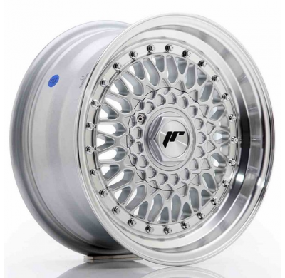 LLANTA JR Wheels JR9 15x7 ET20 4x100/108 Silver w/Machined Lip+Silver Rivets JAPAN RACING