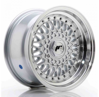 LLANTA JR Wheels JR9 15x8 ET20 4x100/108 Silver w/Machined Lip+Silver Rivets JAPAN RACING
