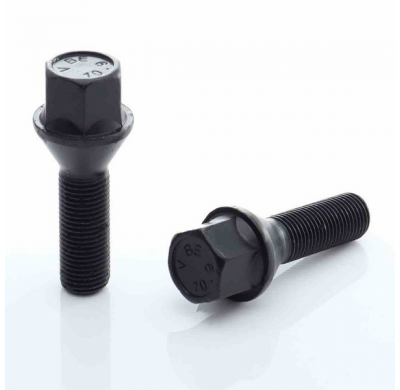 Juego De 10 Pernos Cónicos Hex17 M14x1,5 X33mm Negro Japan Racing