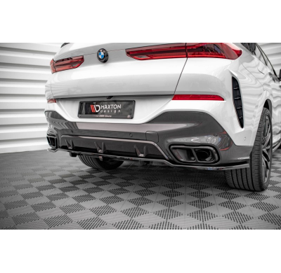 Splitter trasero central (con barras verticales) V.1 BMW X6 M-Pack G06  Año:  2019-  Maxton ABS BIG RDG+RDG