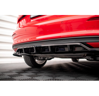 Splitter Trasero Central (con barras verticales) Audi A3 Sportback 8Y  Año:  2020-  Maxton ABS BIG RDG+RDG