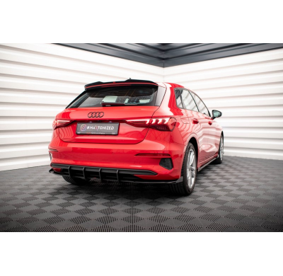 Difusor de paragolpes trasero Street Pro + Flaps Audi A3 Sportback 8Y  Año:  2020-  Maxton ABS C10 SD