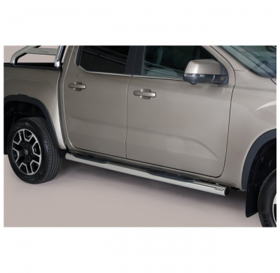 Estriberas laterales Grand Pedana en acero inoxidable con peldaños de plástico VOLKSWAGEN Amarok 2023 >  Ø 76 Acero Inox MISUTON