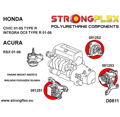 SILENTBLOCK Honda Integra Dc5 01-06 INSERCIONES DE MONTAJE FRONTAL STRONGFLEX ENGINE