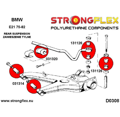 SILENTBLOCK Bmw Z Series Z3 94-02 KIT DE CASQUILLOS DE SUSPENSIÓN TRASERA STRONGFLEX SPORT 4 Unidades