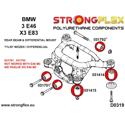 SILENTBLOCK Bmw Z Series Z4 M E85/E86 KIT DE CASQUILLO TRASERO DE SUBCHASIS TRASERO STRONGFLEX 2 Unidades