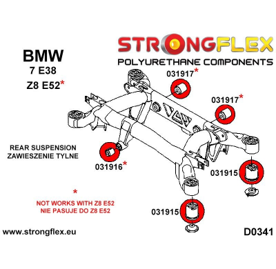 SILENTBLOCK Bmw 7 Series E38 94-01 SOPORTE DE DIFERENCIAL TRASERO STRONGFLEX - KIT SPORT DE CASQUILLO TRASERO 2 Unidades