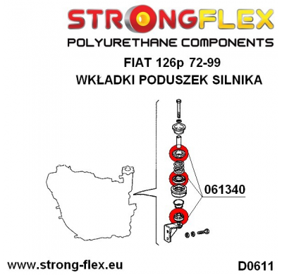 SILENTBLOCK Fiat 126P 72-99 Todos modelos INSERCIONES DE SOPORTE DE MOTOR FLEXIBLES FUERTES
