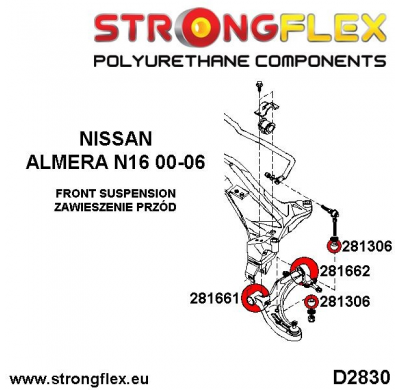 SILENTBLOCK Nissan Almera N16 00-06 KIT BUJE DELANTERO BRAZO INFERIOR STRONGFLEX FRONT 2 Unidades
