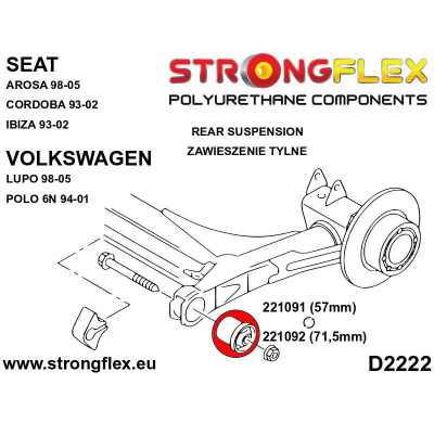 SILENTBLOCK Volkswagen Polo Polo Iii 94-01 6N CASQUILLO VIGA TRASERA STRONGFLEX 71,5MM KIT 2 Unidades