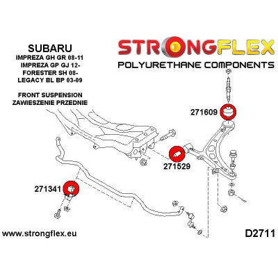 SILENTBLOCK Subaru Legacy/Outback Legacy/Outback Bl Bp 03-09 KIT DE BUJE DELANTERO STRONGFLEX FRONT ARM 2 Unidades