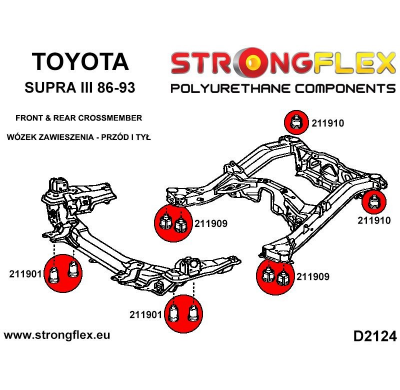 SILENTBLOCK Toyota Supra Supra Iii 86-93 KIT DE CASQUILLOS DE SUBCHASIS STRONGFLEX FRONT 4 Unidades