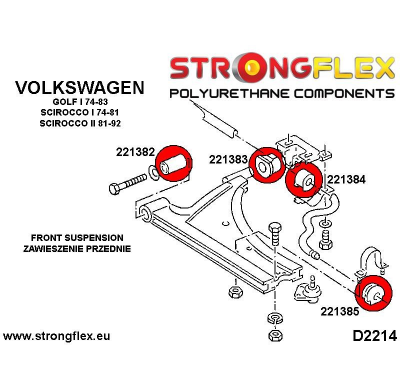 SILENTBLOCK Volkswagen Scirocco Scirocco Ii 81-92 KIT DE BUJE TRASERO DE HORQUILLA DELANTERA STRONGFLEX 2 Unidades