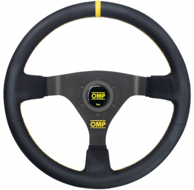 VOLANTE OMP WRC PIEL 350MM NEGRO - DETALLE AMARILLO