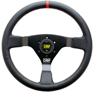 VOLANTE OMP WRC PIEL 350MM NEGRO - DETALLE ROJO