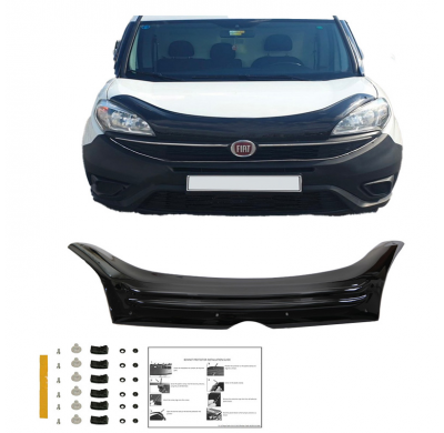 Protector de capó Oneway apto para Fiat Doblo 2.ª generación Facelift 2015-2020 - Negro brillante