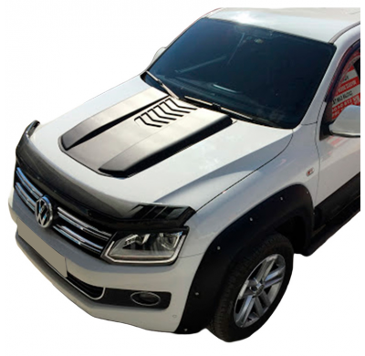 Toma de aire de capó unidireccional compatible con Volkswagen Amarok MK1 2010-2022 y Nissan Navara D40 2005-2010 - Negro mate